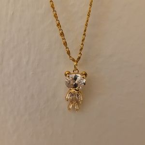 Gold plated bear and necklace